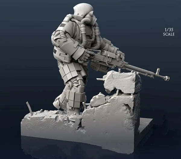1/35 Combat Rifleman in Tactical Armor, Resin Model Figure Kit, Sci-Fi Theme, Unassembled and Unpainted