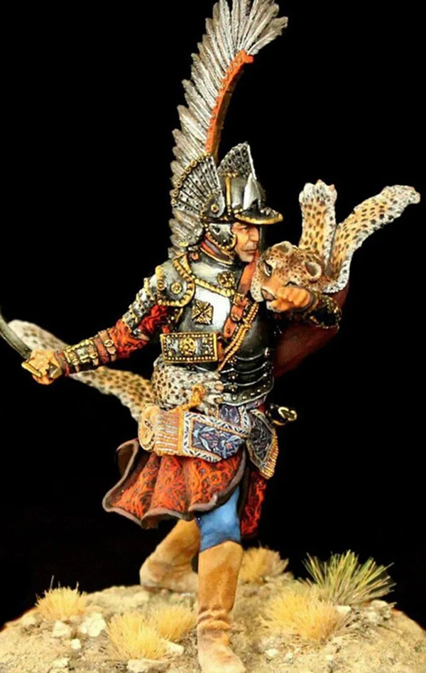 1/24 Aztec Warrior with Feathered Headdress, Resin Model Figure Kit, Fantasy Theme, Unassembled and Unpainted