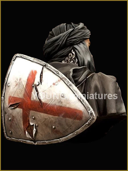 1/10 Medieval Crusader Knight with Headwrap and Red Cross, Resin Model Bust Kit, Unassembled and Unpainted