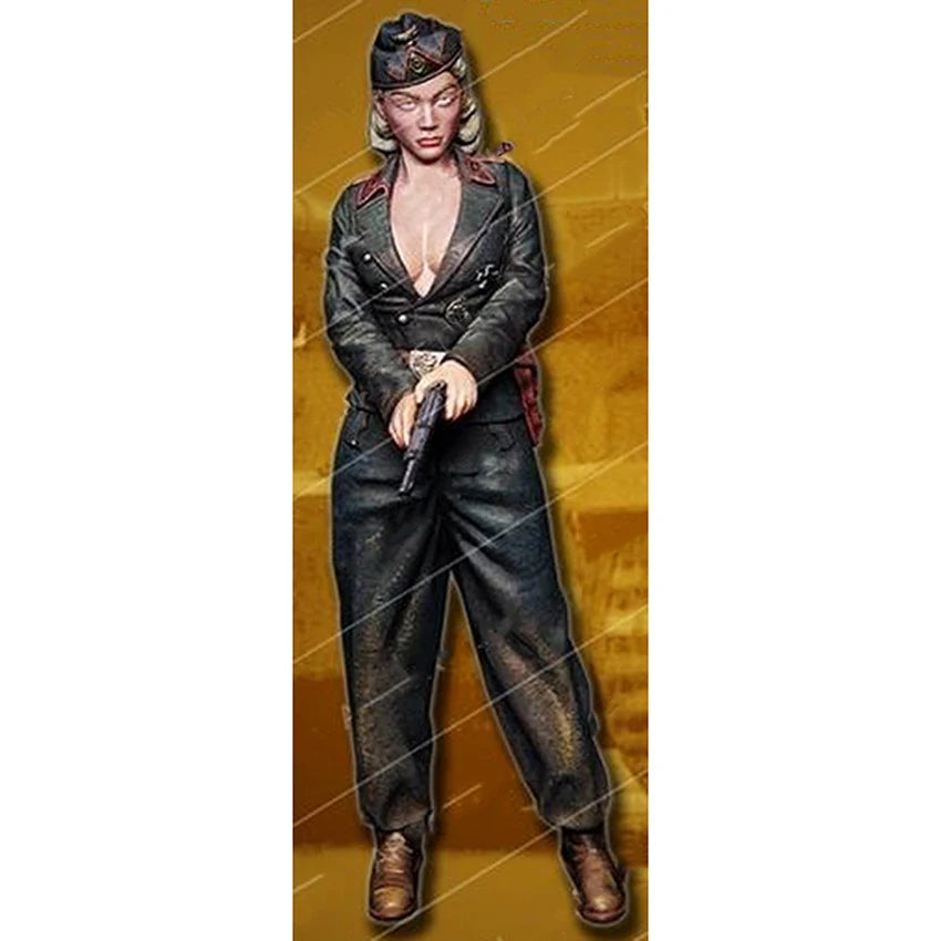 1/16 Modern Retro Noir Femme Fatale in Black Leather, Resin Model Figure Kit, Unassembled and Unpainted