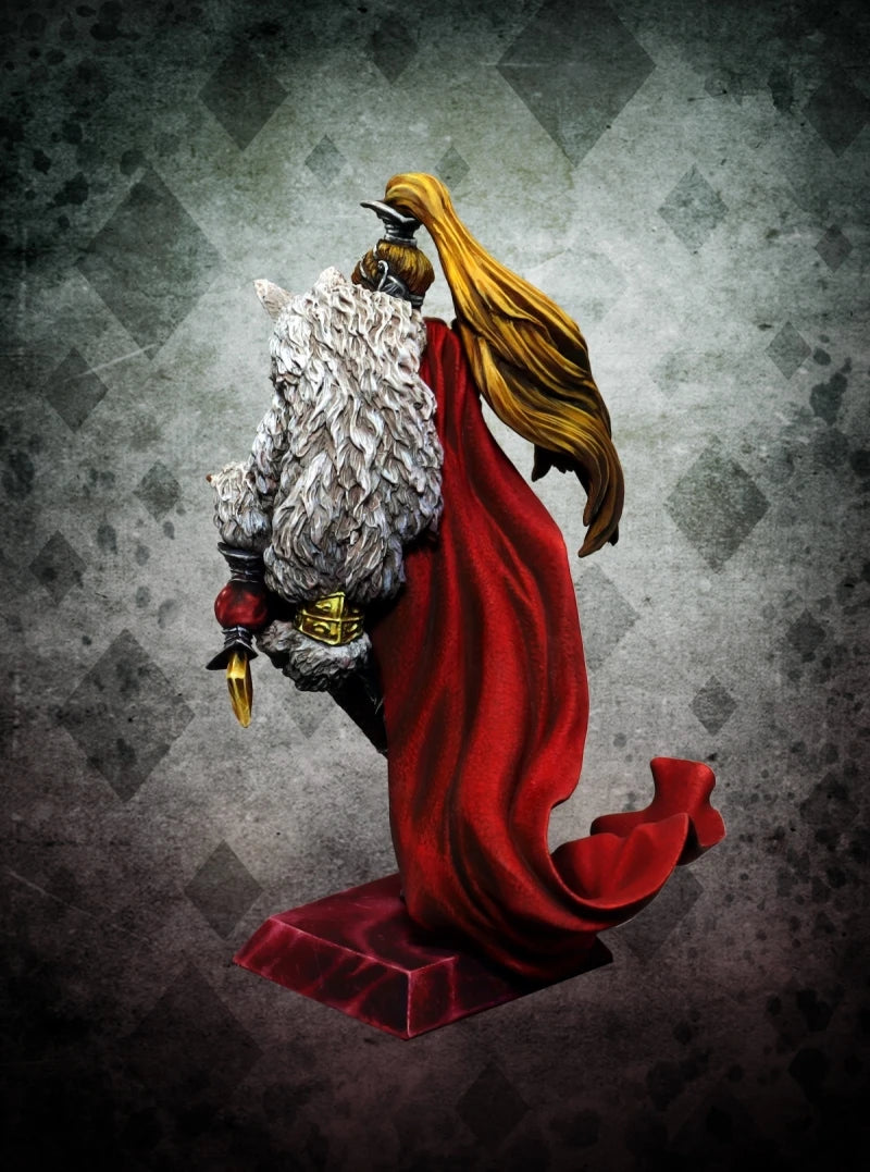 1/24 Sorceress with Golden Hair and Red Cloak, Resin Model Figure Kit, Fantasy Theme, Unassembled and Unpainted