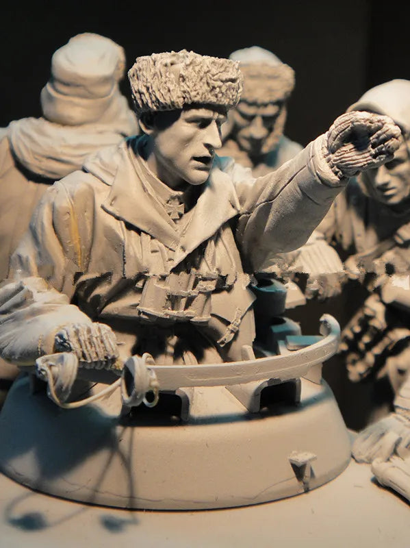 1/16 WWII German Soldiers Scene, 5 Figures, Resin Model Diorama Kit, Unassembled and Unpainted