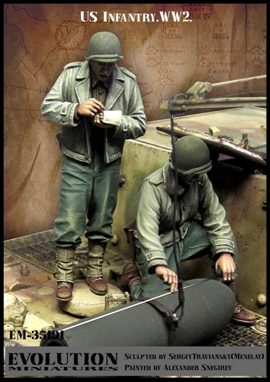 1/35 WWII US Infantry Patrol, 8 Figures, Resin Model Figure Kit, Unassembled and Unpainted