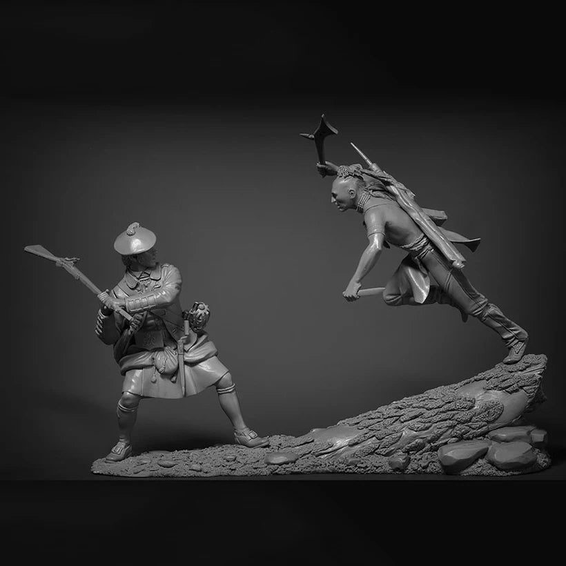 1/24 Warrior Elf, 2 Figures, Resin Model Diorama Kit, Fantasy Theme, Unassembled and Unpainted