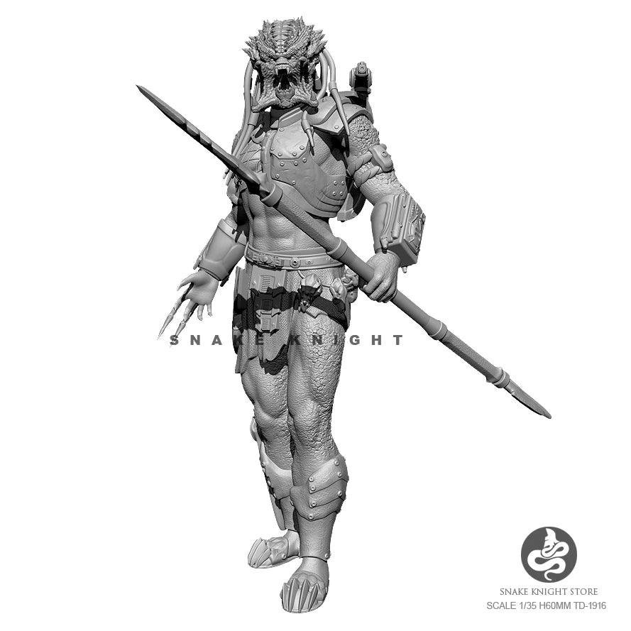 1/32 Draconic Warrior with Twin Weapons, Resin Model Figure Kit, Fantasy Theme, Unassembled and Unpainted