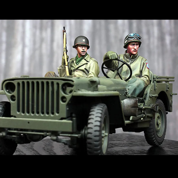 1/35 WWII US Army Jeep, 2 Figures, Resin Model Figure Kit, Unassembled and Unpainted