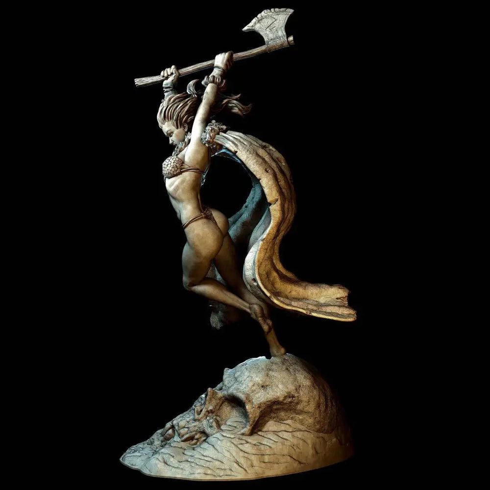 1/24 Barbarian Warrior with Raised Axe, Resin Model Figure Kit, Fantasy Theme, Unassembled and Unpainted