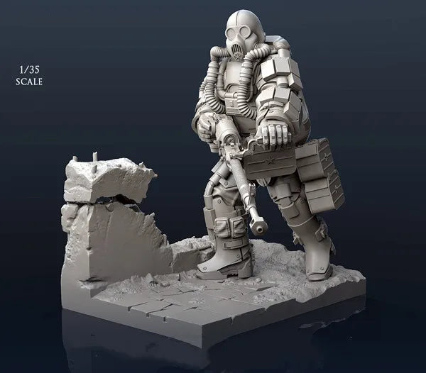 1/35 Combat Rifleman in Tactical Armor, Resin Model Figure Kit, Sci-Fi Theme, Unassembled and Unpainted