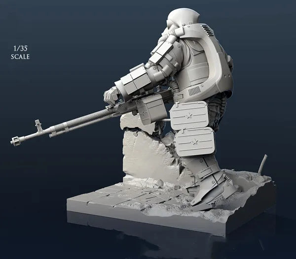 1/35 Combat Rifleman in Tactical Armor, Resin Model Figure Kit, Sci-Fi Theme, Unassembled and Unpainted