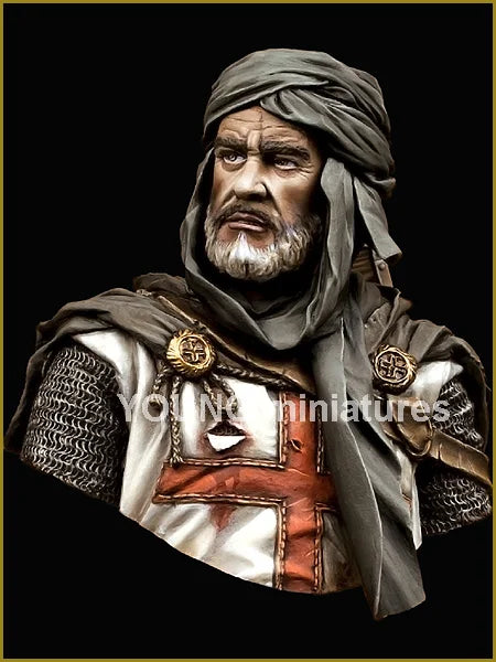 1/10 Medieval Crusader Knight with Headwrap and Red Cross, Resin Model Bust Kit, Unassembled and Unpainted