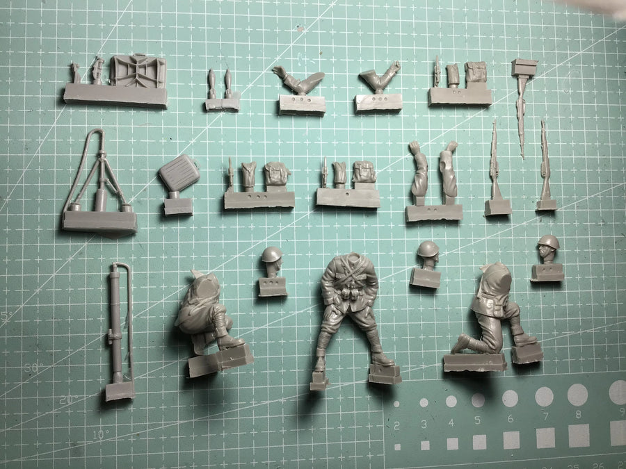 1/35 Resin Model Figure Gk，Including Mortars , Unassembled and Unpainted Kit