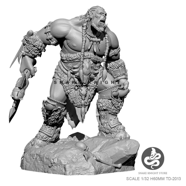1/32 Tusked Orc Warlord in Chain Armor, Resin Model Figure Kit, Fantasy Theme, Unassembled and Unpainted