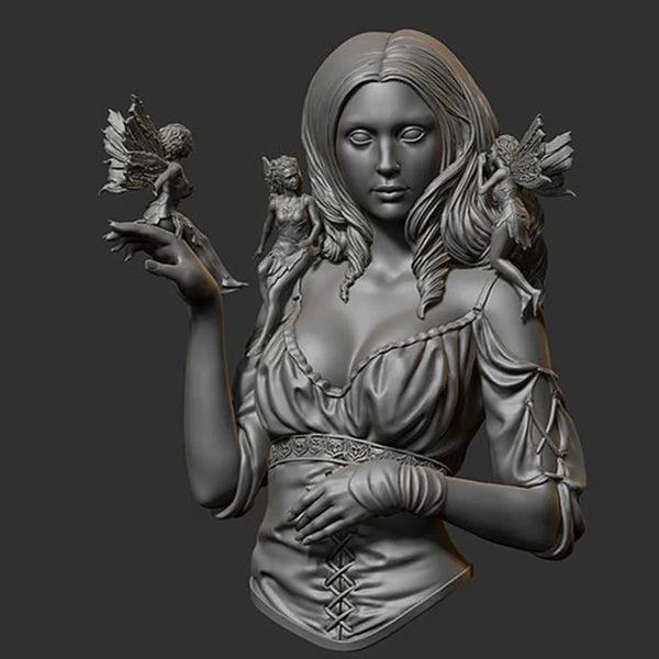 1/10 Ancient Fantasy Warrior Woman, Resin Model Bust Kit, Unassembled and Unpainted