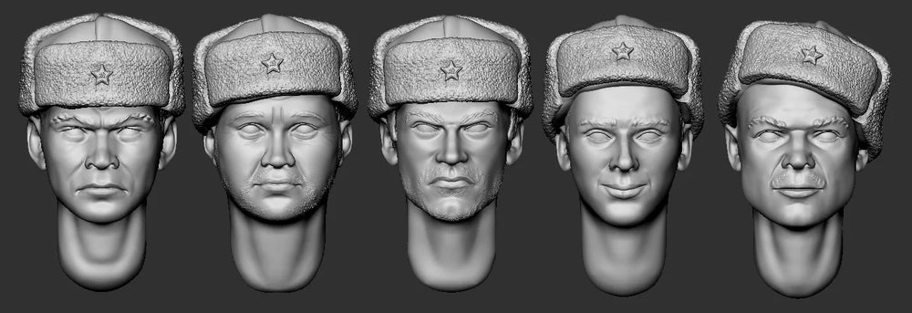 1/35 WWII German Officer Heads, 5 Figures, Resin Model Bust Kit, Unassembled and Unpainted