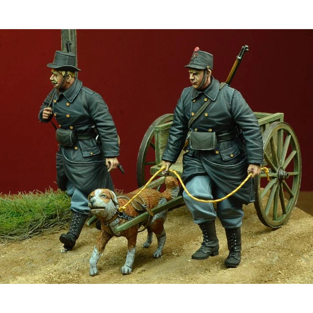 1/35 WWI Soldiers with Supply Cart, 2 Figures, Resin Model Figure Kit, Unassembled and Unpainted