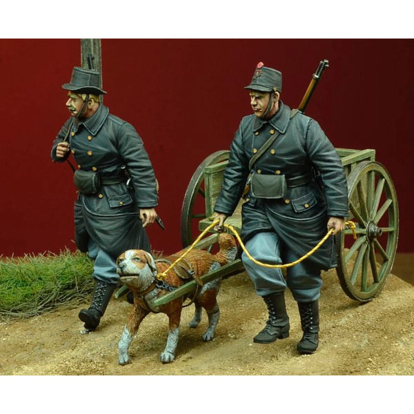 1/35 WWI Soldiers with Supply Cart, 2 Figures, Resin Model Figure Kit, Unassembled and Unpainted