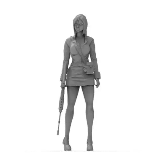 1/35 Modern Female Tactical Soldier in Combat Gear with Rifle, Resin Model Figure Kit, Unassembled and Unpainted