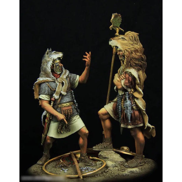 1/24 Medieval Fantasy Warrior and Beast, 2 Figures, Resin Model Figure Kit, Unassembled and Unpainted
