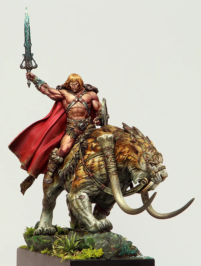 1/24 Warrior on Beast Mount, 2 Figures, Resin Model Figure Kit, Fantasy Theme, Unassembled and Unpainted