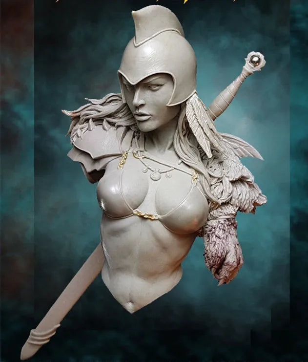 1/10 Blonde Warrior with Golden Pointed Helm and Sword, Resin Model Bust Kit, Fantasy Theme, Unassembled and Unpainted
