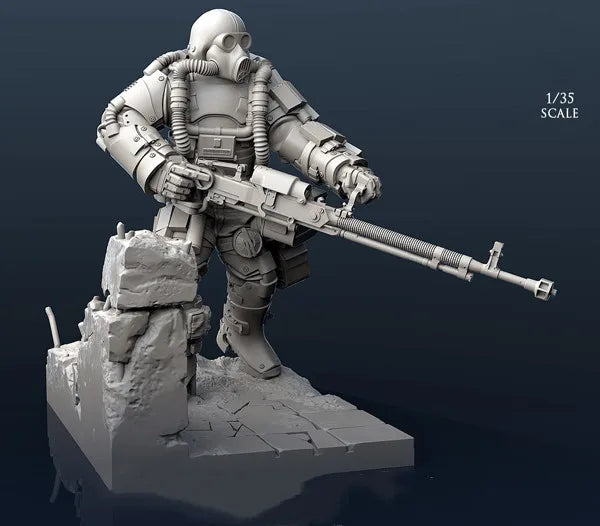 1/35 Combat Rifleman in Tactical Armor, Resin Model Figure Kit, Sci-Fi Theme, Unassembled and Unpainted