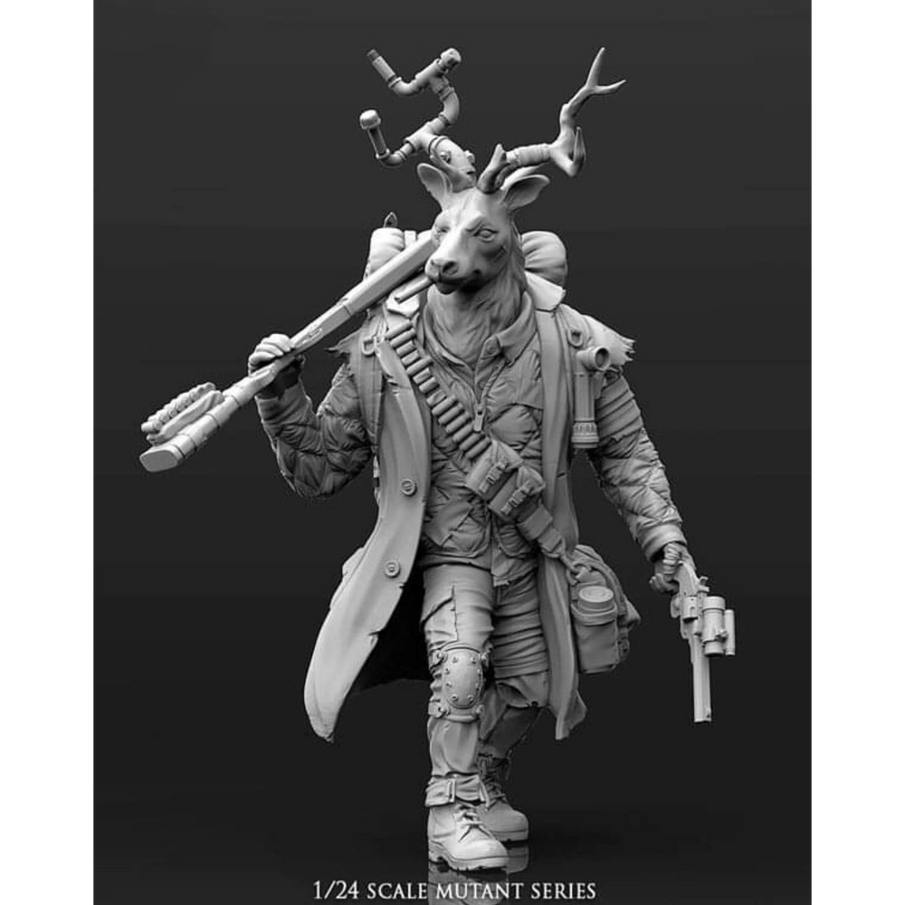 1/24 Stag Warrior with Antlers and Tactical Gear, Resin Model Figure Kit, Fantasy Theme, Unassembled and Unpainted