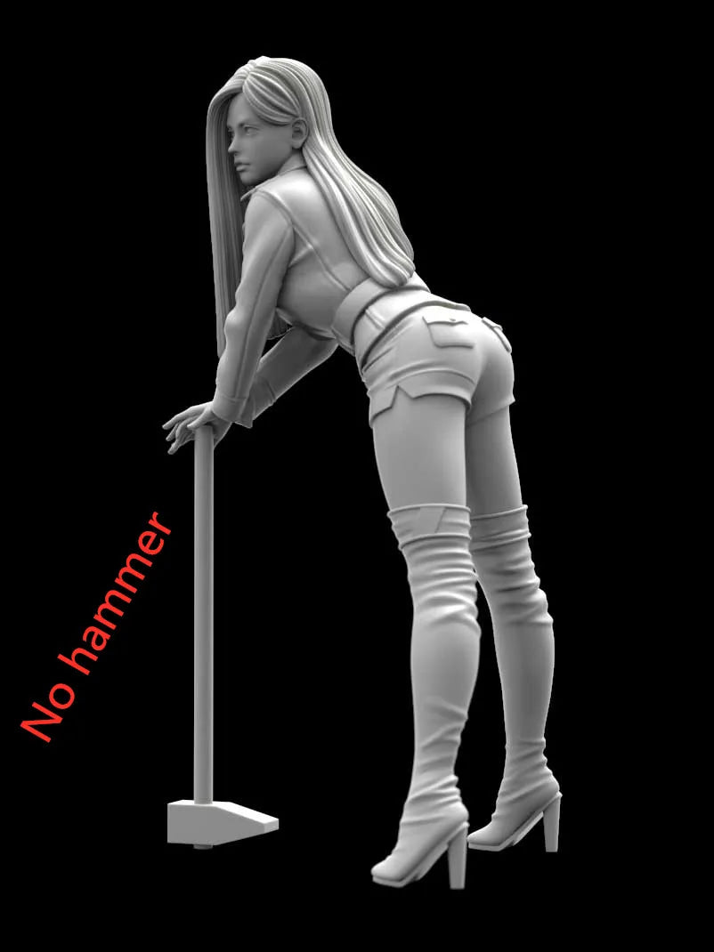 1/12 Pin-Up Female with Hammer, Resin Model Figure Kit, Unassembled and Unpainted