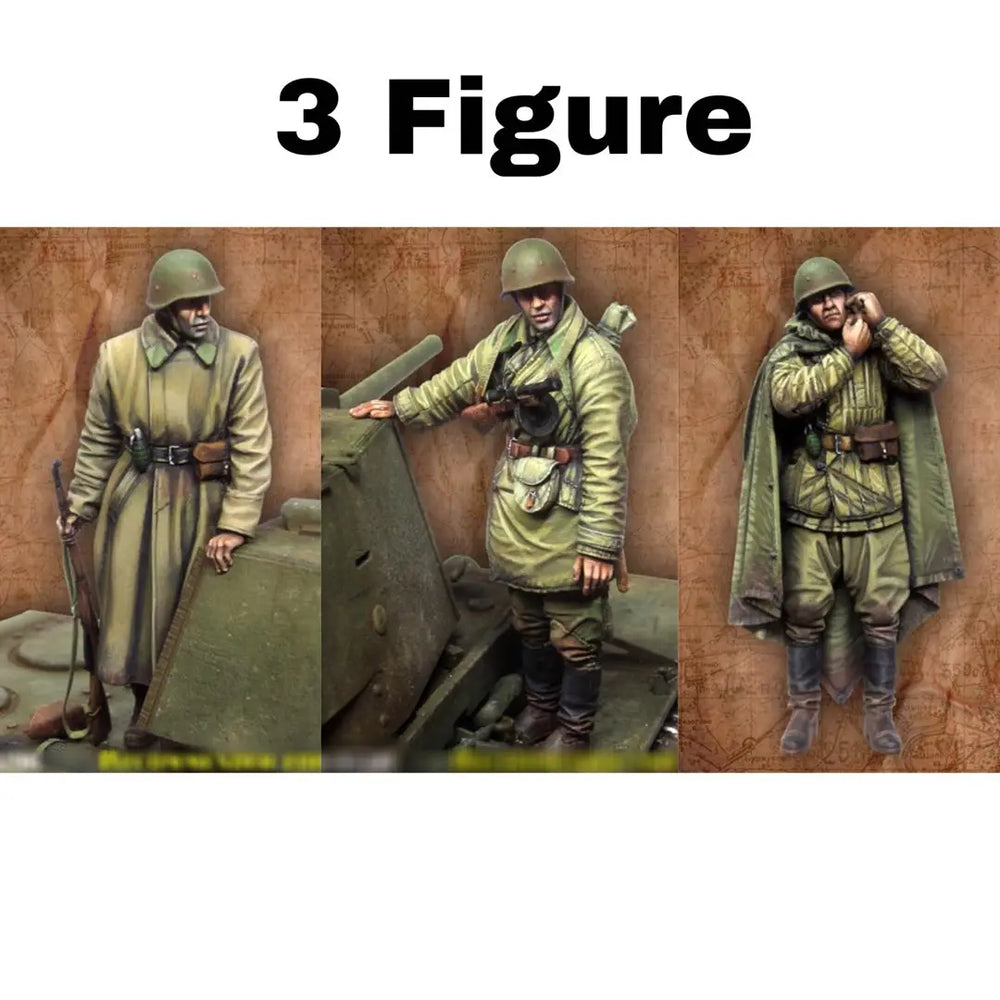 1/35 WWII Soviet Infantry Mixed Field Uniforms, 3 Figures, Resin Model Figure Kit, Unassembled and Unpainted