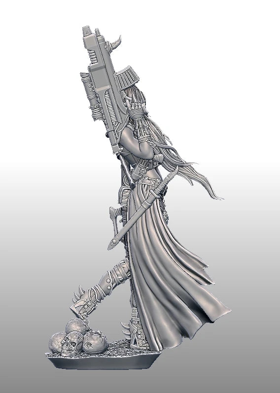 1/24 Officer with Cape and Ornate Rifle, Resin Model Figure Kit, Fantasy Theme, Unassembled and Unpainted