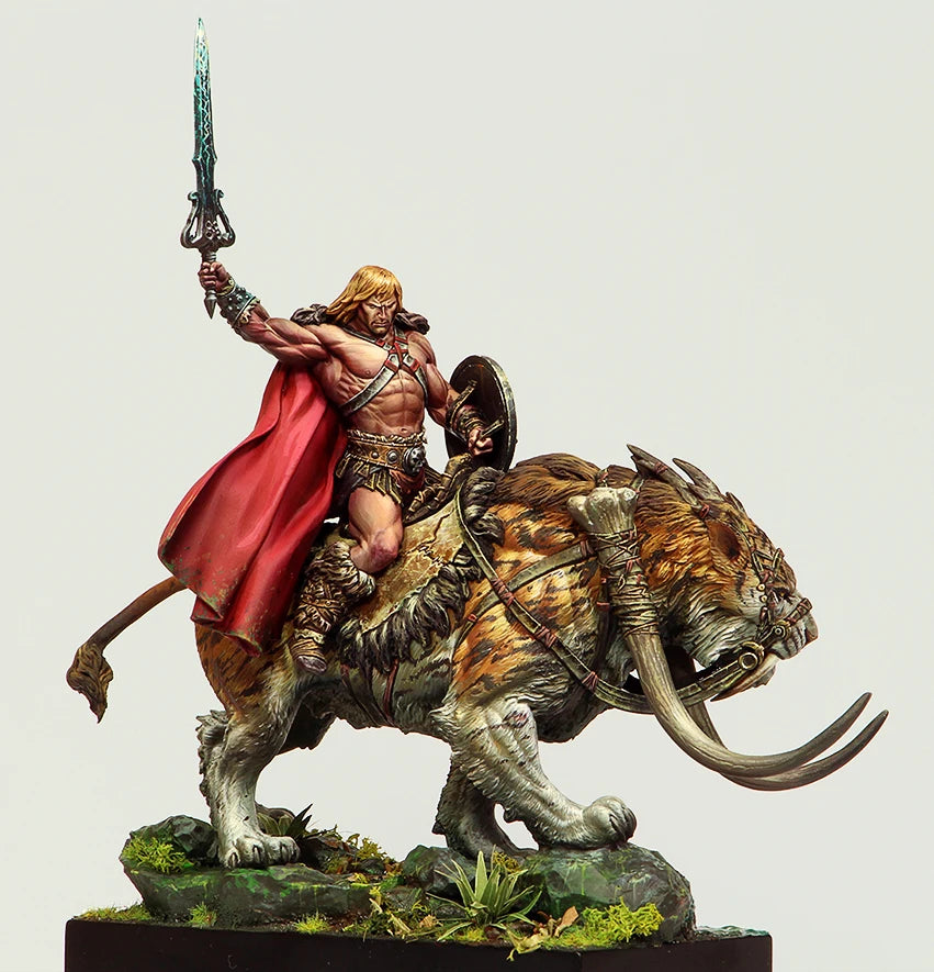 1/24 Warrior on Beast Mount, 2 Figures, Resin Model Figure Kit, Fantasy Theme, Unassembled and Unpainted