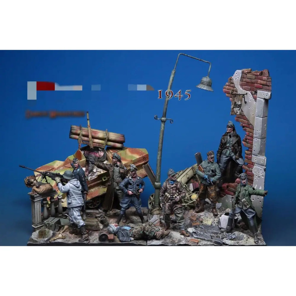 1/35 WWII Soldiers with Bunker, 8 Figures, Resin Model Figure Kit, Unassembled and Unpainted