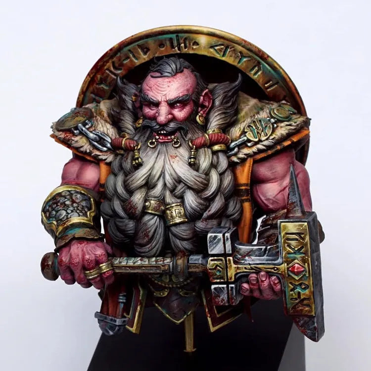 1/10 Ornate Armored Fantasy Dwarf Warrior, Resin Model Bust Kit, Fantasy Theme, Unassembled and Unpainted