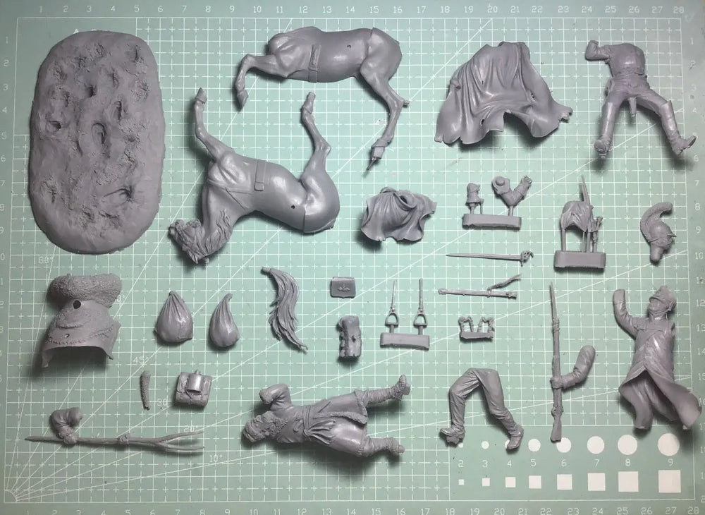 54mm Napoleonic French Cavalry Officer Raising Sabre, Resin Model Figure Kit, Unassembled and Unpainted