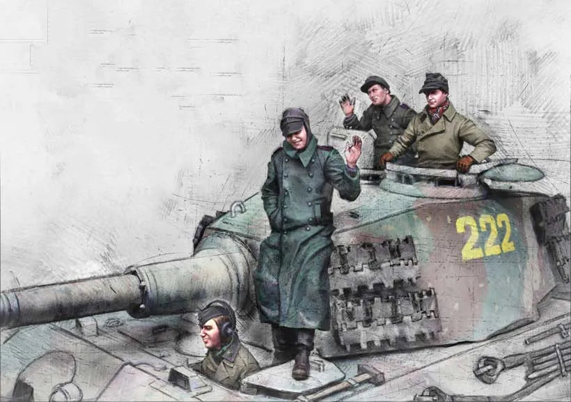 1/35 WWII German Panzer Crew at Action Stations, 9 Figures, Resin Model Figure Kit, Unassembled and Unpainted