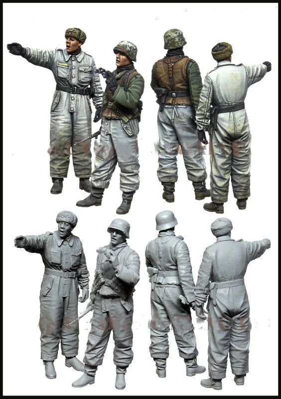 1/35 WWII German Infantry Squad with Command Poses, 8 Figures, Resin Model Figure Kit, Unassembled and Unpainted