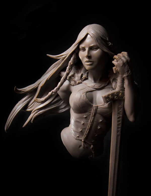 1/10 Winged Warrior with Ornate Armor and Longsword, Resin Model Bust Kit, Fantasy Theme, Unassembled and Unpainted