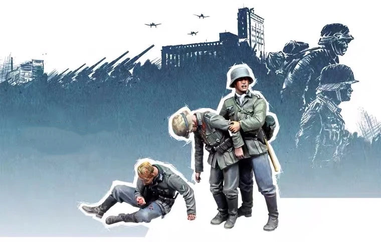 1/35 WWII German Infantry Combat Squad, 3 Figures, Resin Model Figure Kit, Unassembled and Unpainted