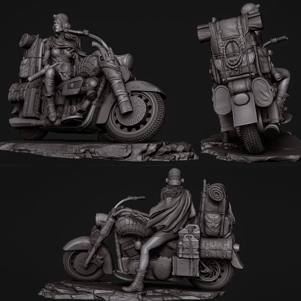 1/24 WWII Military Motorcycle, 3 Figures, Resin Model Diorama Kit, Unassembled and Unpainted
