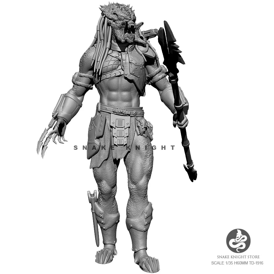 1/32 Draconic Warrior with Twin Weapons, Resin Model Figure Kit, Fantasy Theme, Unassembled and Unpainted