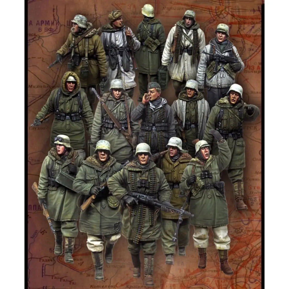 1/35 WWII British Infantry Multiple Poses, 15 Figures, Resin Model Figure Kit, Unassembled and Unpainted