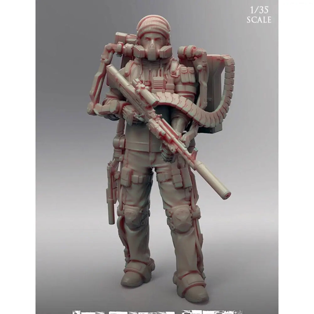 1/35 Modern Exoskeleton Combat Trooper with Equipment Backpack, Resin Model Figure Kit, Unassembled and Unpainted