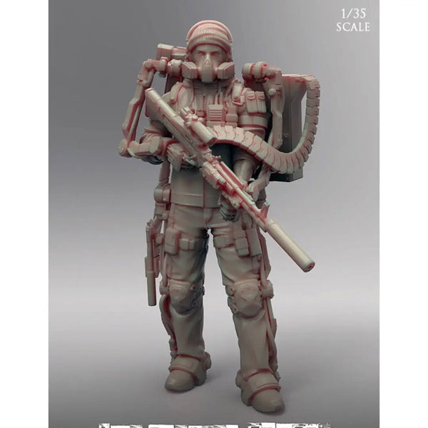 1/35 Modern Exoskeleton Combat Trooper with Equipment Backpack, Resin Model Figure Kit, Unassembled and Unpainted