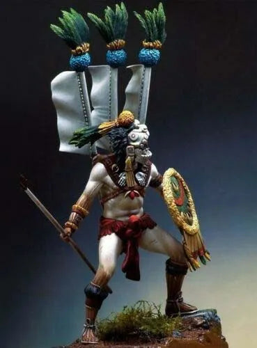 75mm Ancient Warrior with Flag, Resin Model Figure Kit, Unassembled and Unpainted