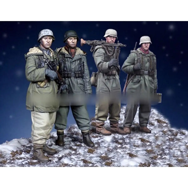 1/35 WWII German Infantry Winter Squad, 4 Figures, Resin Model Figure Kit, Unassembled and Unpainted