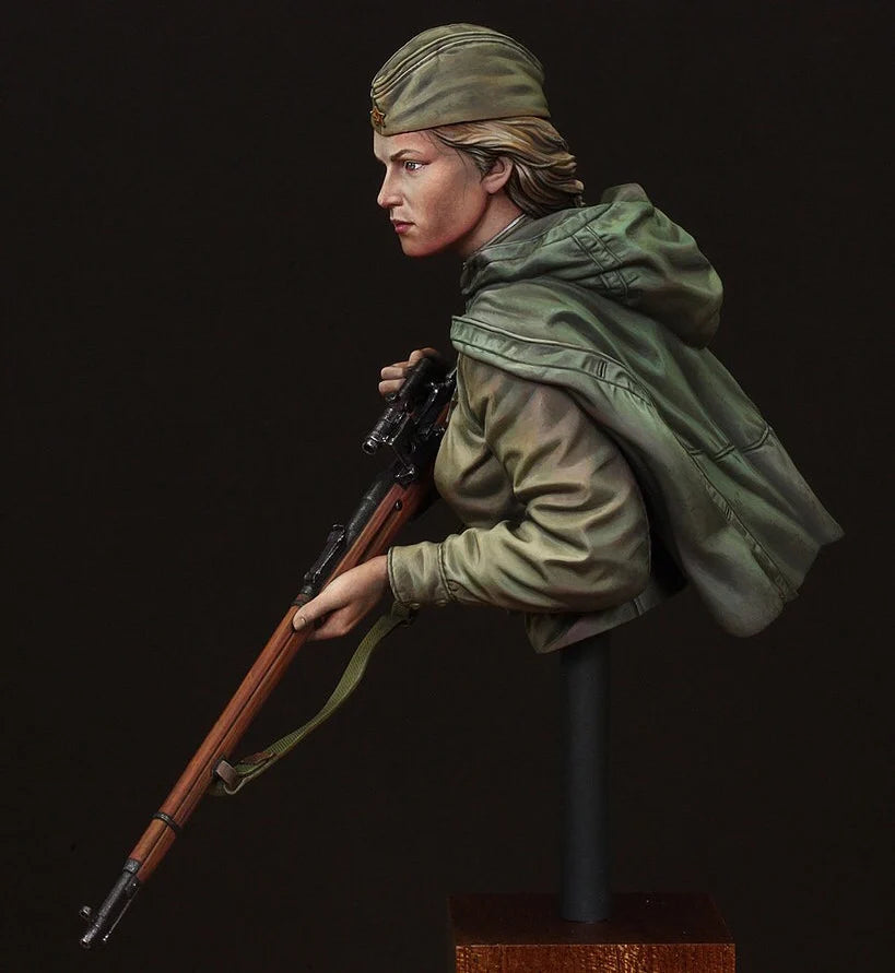 1/10 WWII Soviet Female Soldier, Resin Model Bust Kit, Unassembled and Unpainted