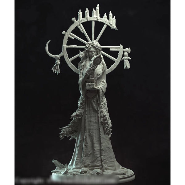 32mm Death Goddess with Spiked Staff, Resin Model Figure Kit, Fantasy Theme, Unassembled and Unpainted
