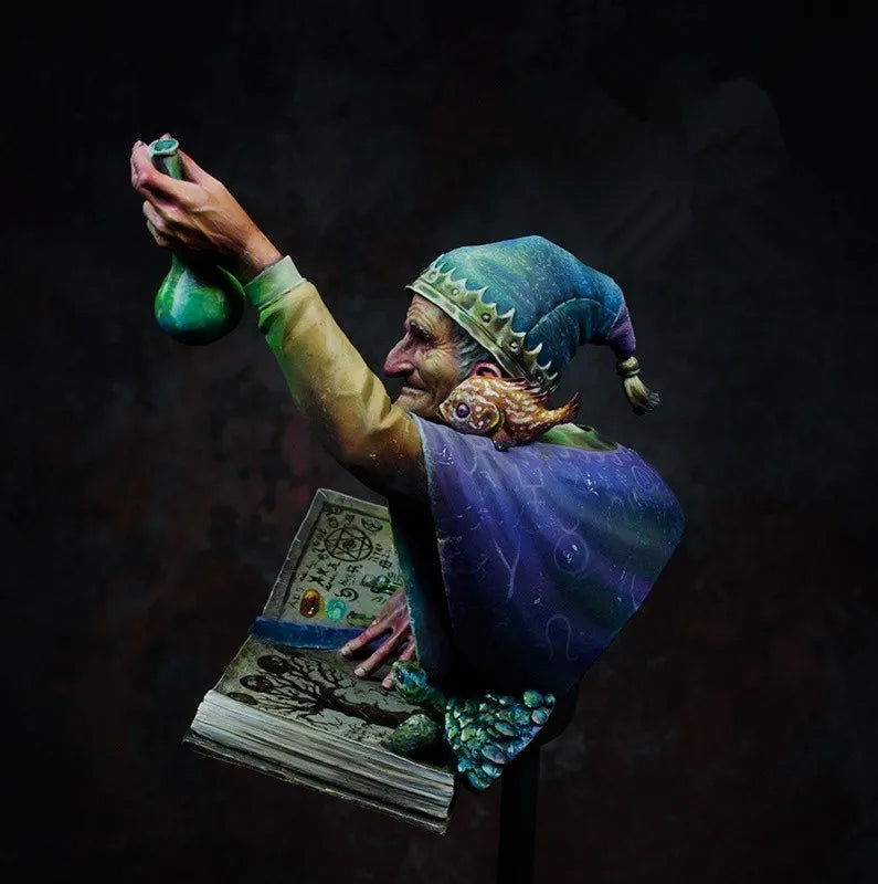 1/10 Alchemist with Potion and Spellbook, Resin Model Bust Kit, Fantasy Theme, Unassembled and Unpainted