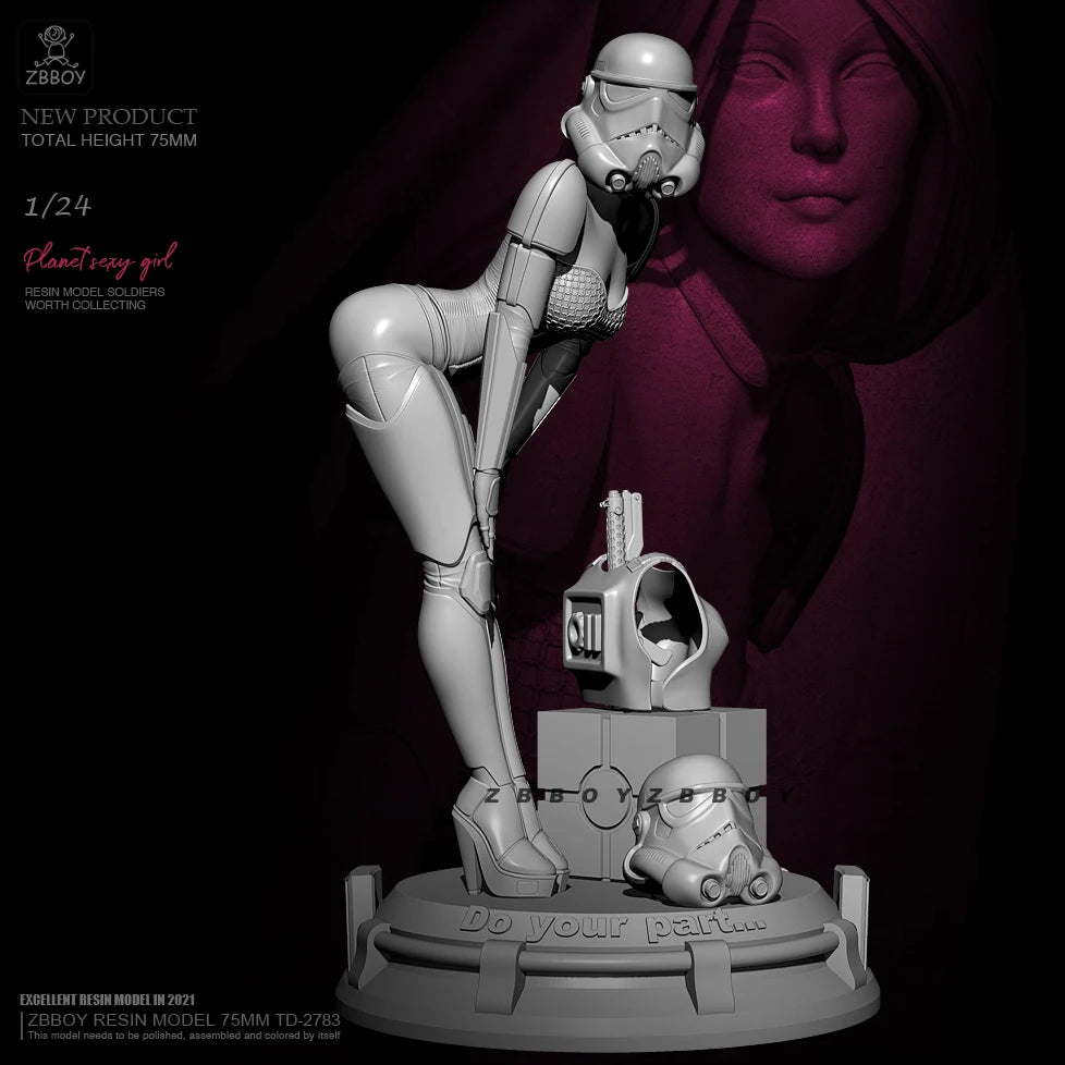 1/24 Female Cyborg Pilot in Tactical Combat Suit, Resin Model Figure Kit, Unassembled and Unpainted