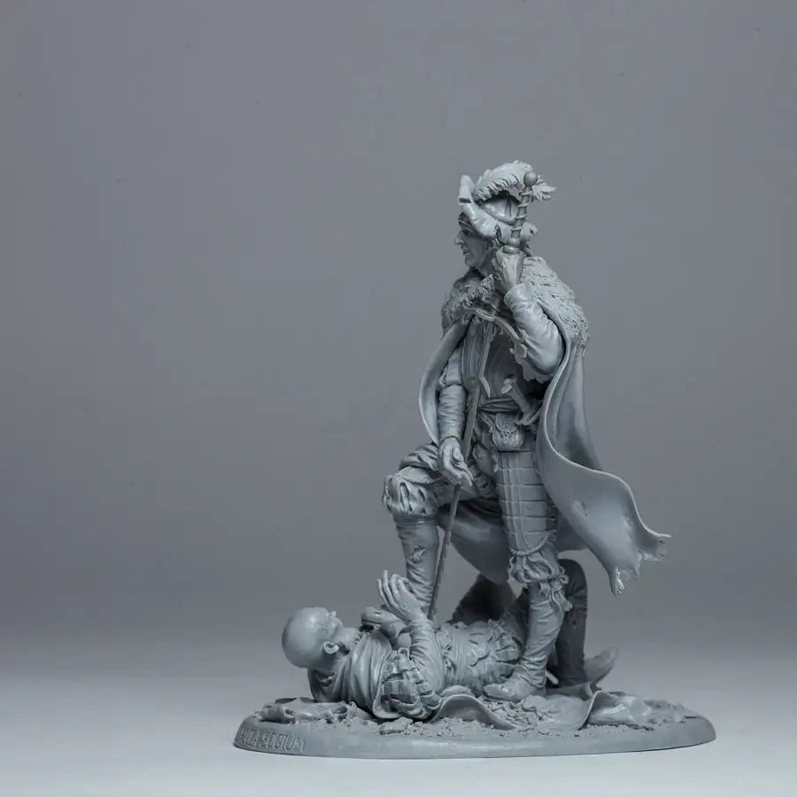 1/24 Female Warrior Standing Over Slain Foe, Resin Model Figure Kit, Fantasy Theme, Unassembled and Unpainted