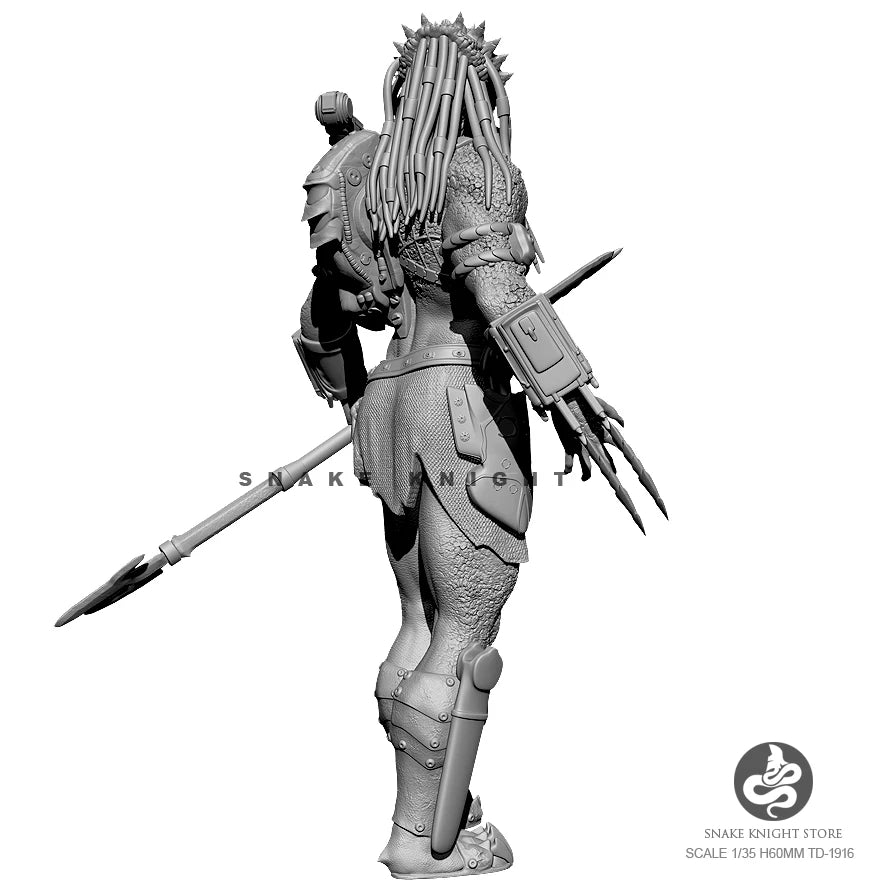 1/32 Draconic Warrior with Twin Weapons, Resin Model Figure Kit, Fantasy Theme, Unassembled and Unpainted